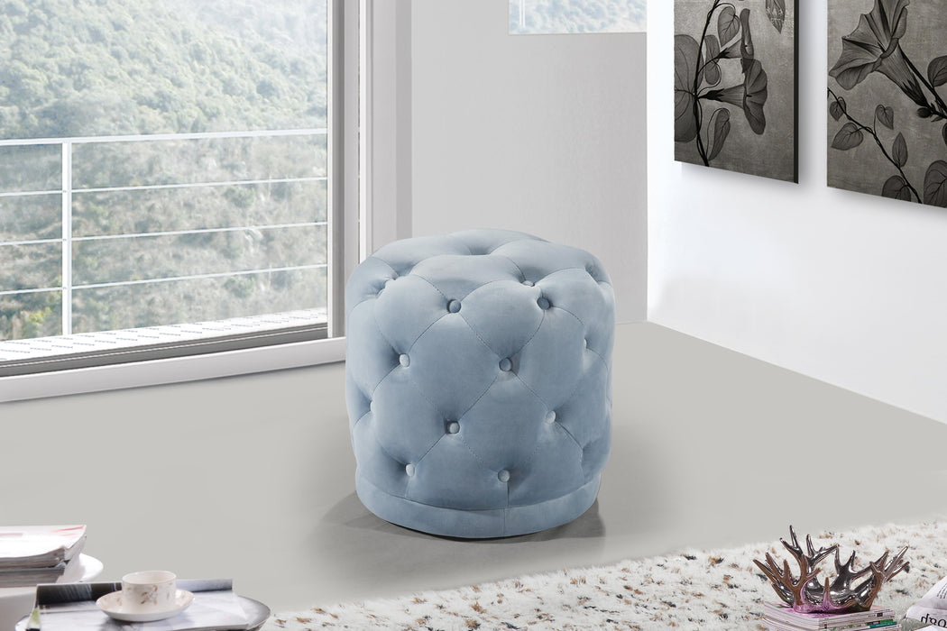 Harper Sky Blue Velvet Ottoman/Stool