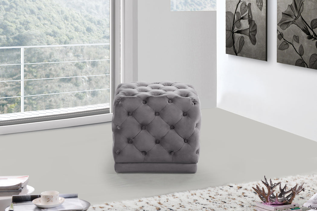 Stella Grey Velvet Ottoman/Stool