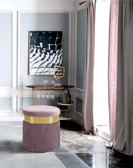 Yasmine Pink Velvet Ottoman/Stool