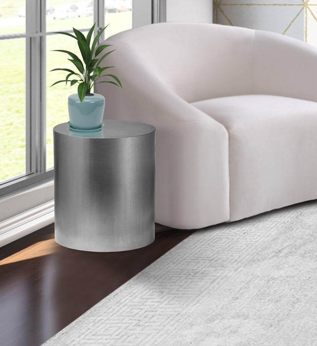 Cylinder Brushed Chrome End Table