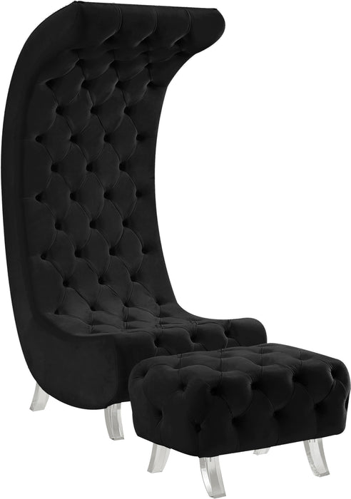 Crescent Black Velvet Accent Chair