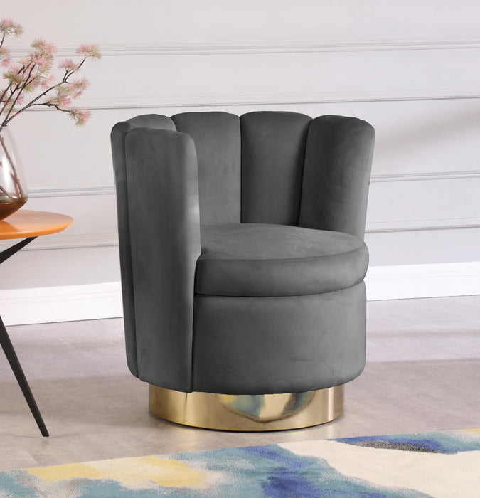 Lily Grey Velvet Accent Chair