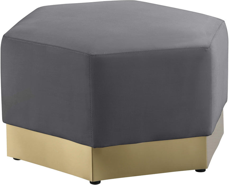 Marquis Grey Velvet Ottoman