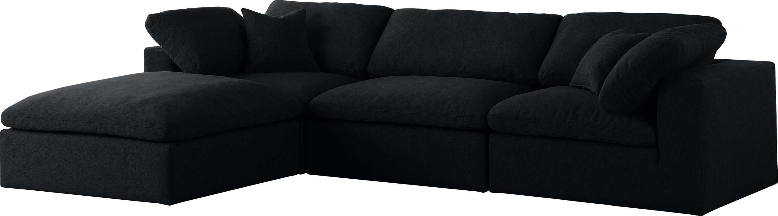 Serene Black Linen Fabric Deluxe Cloud Modular Sectional