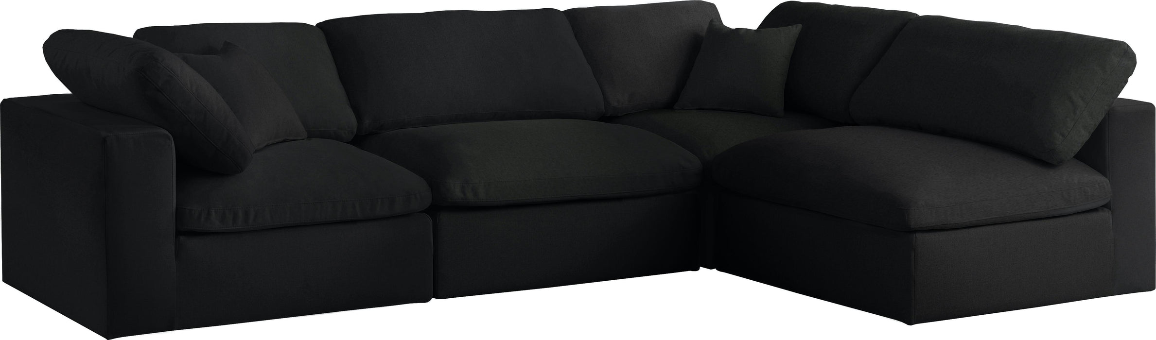 Serene Black Linen Fabric Deluxe Cloud Modular Sectional