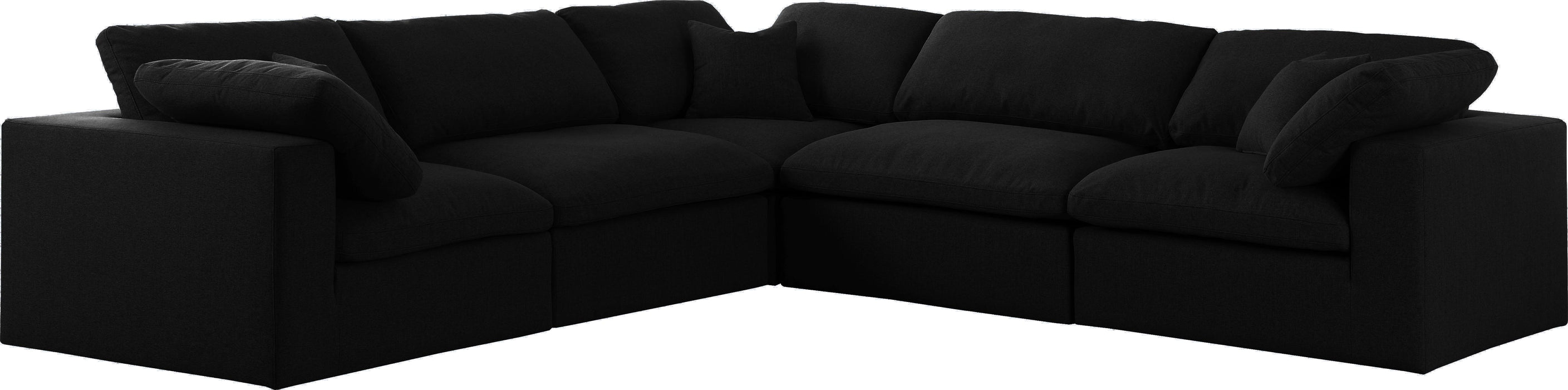 Serene Black Linen Fabric Deluxe Cloud Modular Sectional