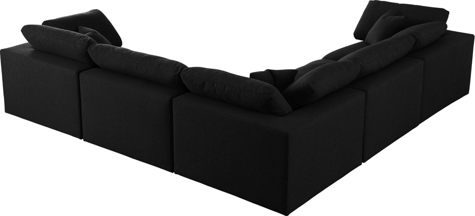 Serene Black Linen Fabric Deluxe Cloud Modular Sectional