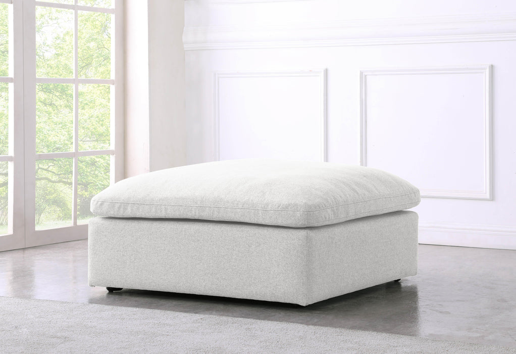 Serene Cream Linen Fabric Deluxe Cloud Ottoman