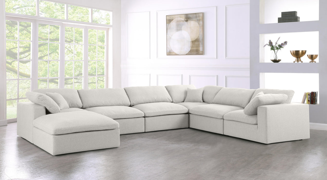 Serene Cream Linen Fabric Deluxe Cloud Modular Sectional