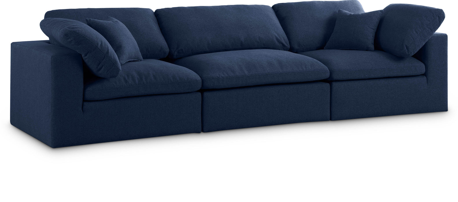 Serene Navy Linen Fabric Deluxe Cloud Modular Sofa image