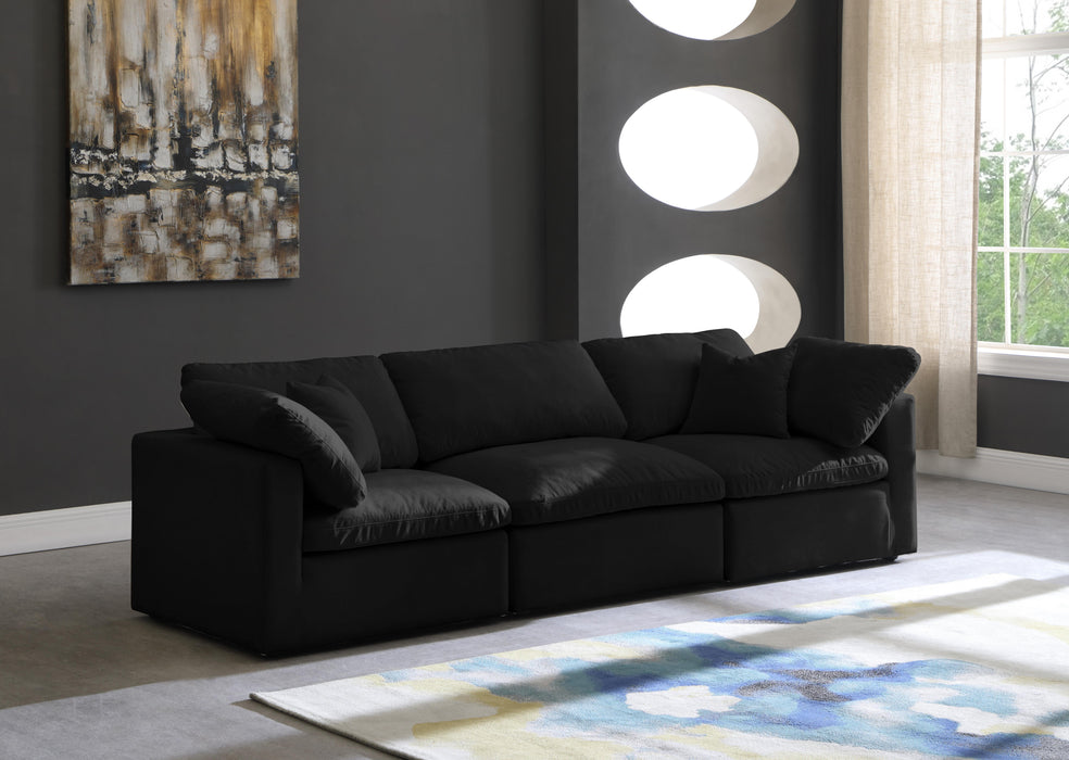 Plush Black Velvet Standard Cloud Modular Sofa