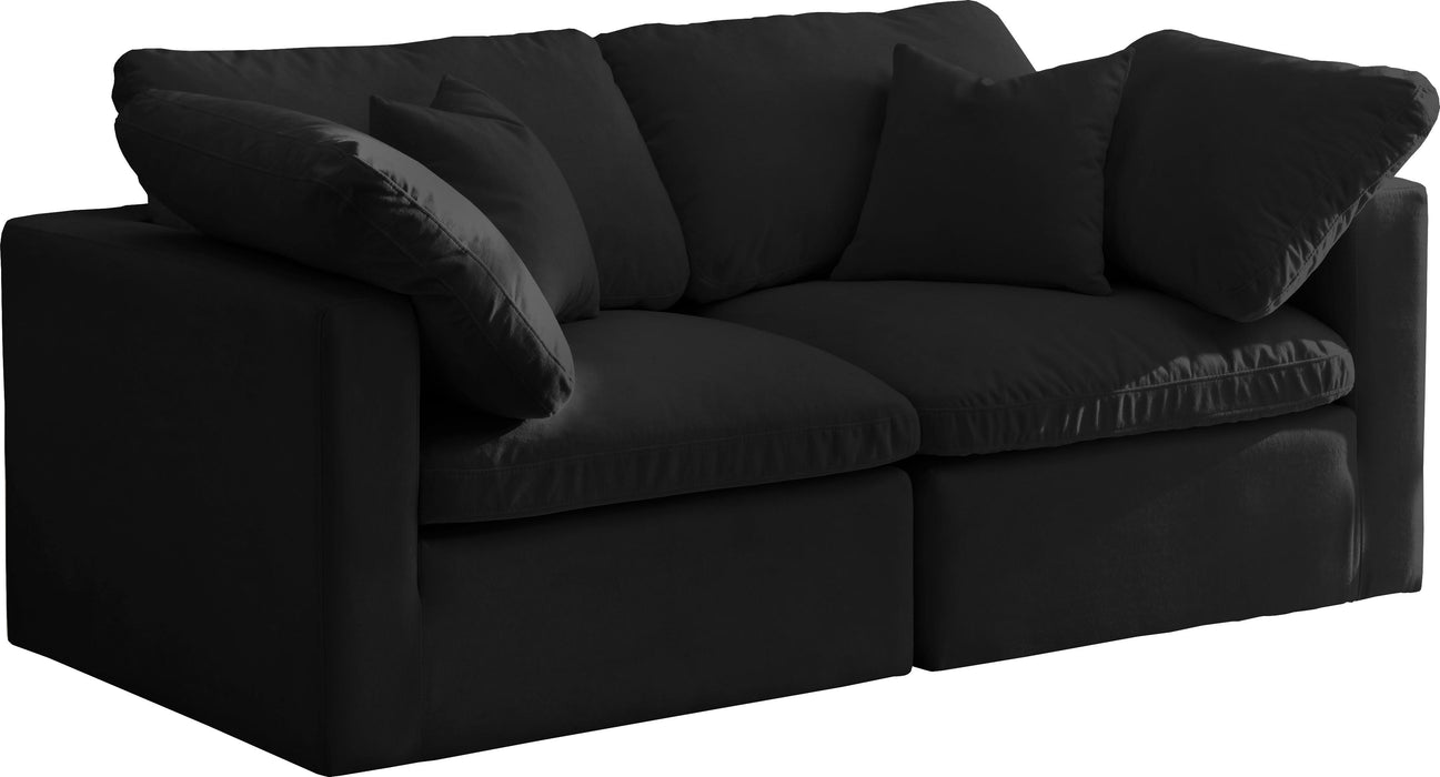 Plush Black Velvet Standard Cloud Modular Sofa