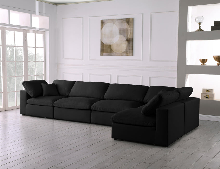 Plush Black Velvet Standard Cloud Modular Sectional