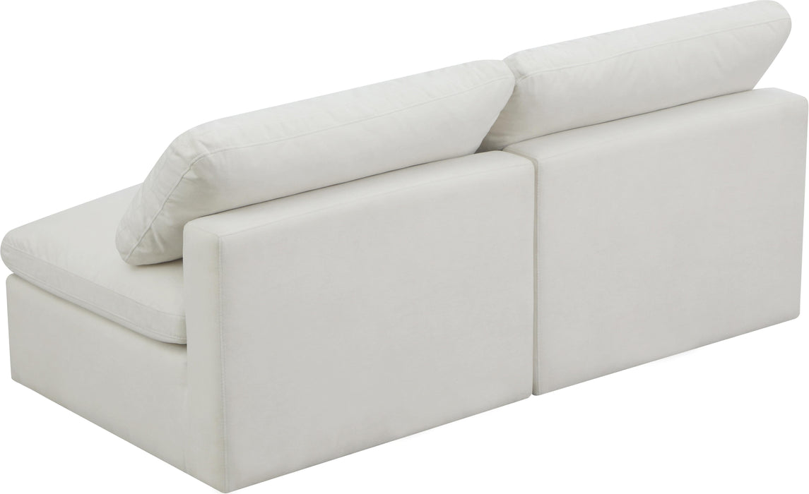 Plush Cream Velvet Standard Cloud Modular Sofa