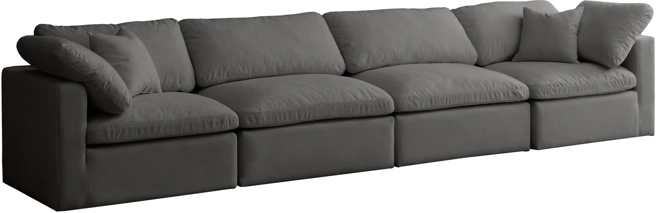 Plush Grey Velvet Standard Cloud Modular Sofa