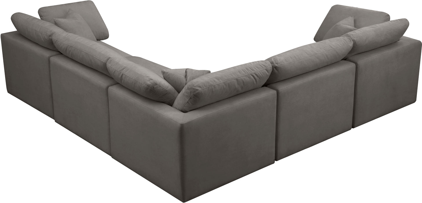 Plush Grey Velvet Standard Cloud Modular Sectional