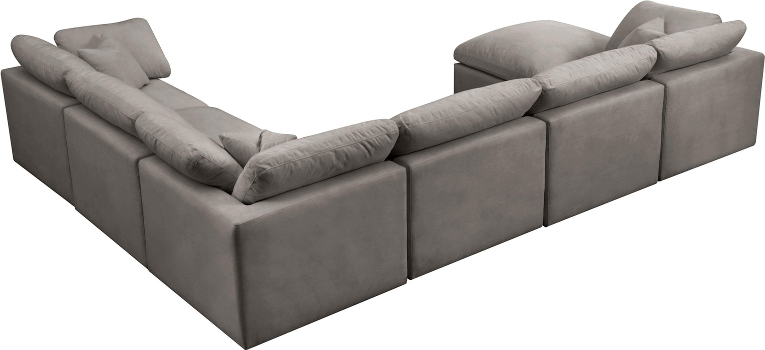 Plush Grey Velvet Standard Cloud Modular Sectional