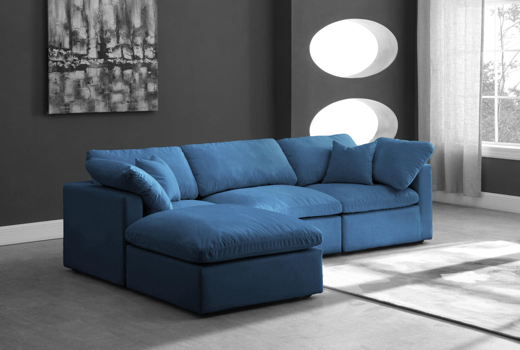 Plush Navy Velvet Standard Cloud Modular Sectional