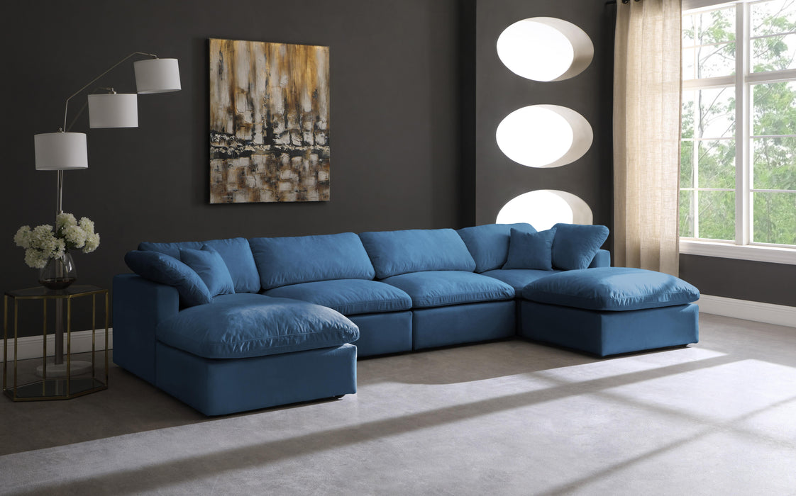 Plush Navy Velvet Standard Cloud Modular Sectional