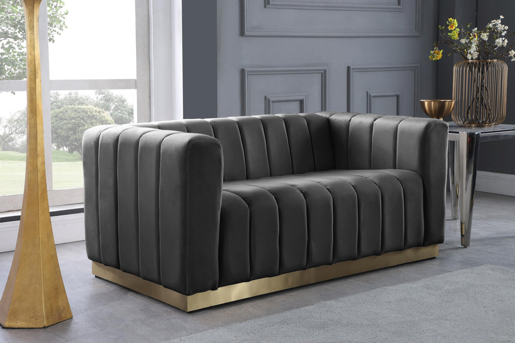 Marlon Grey Velvet Loveseat