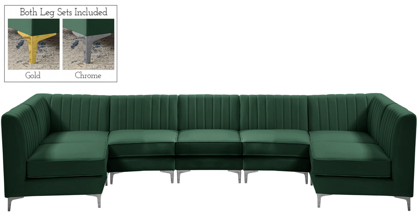 Alina Green Velvet Modular Sectional