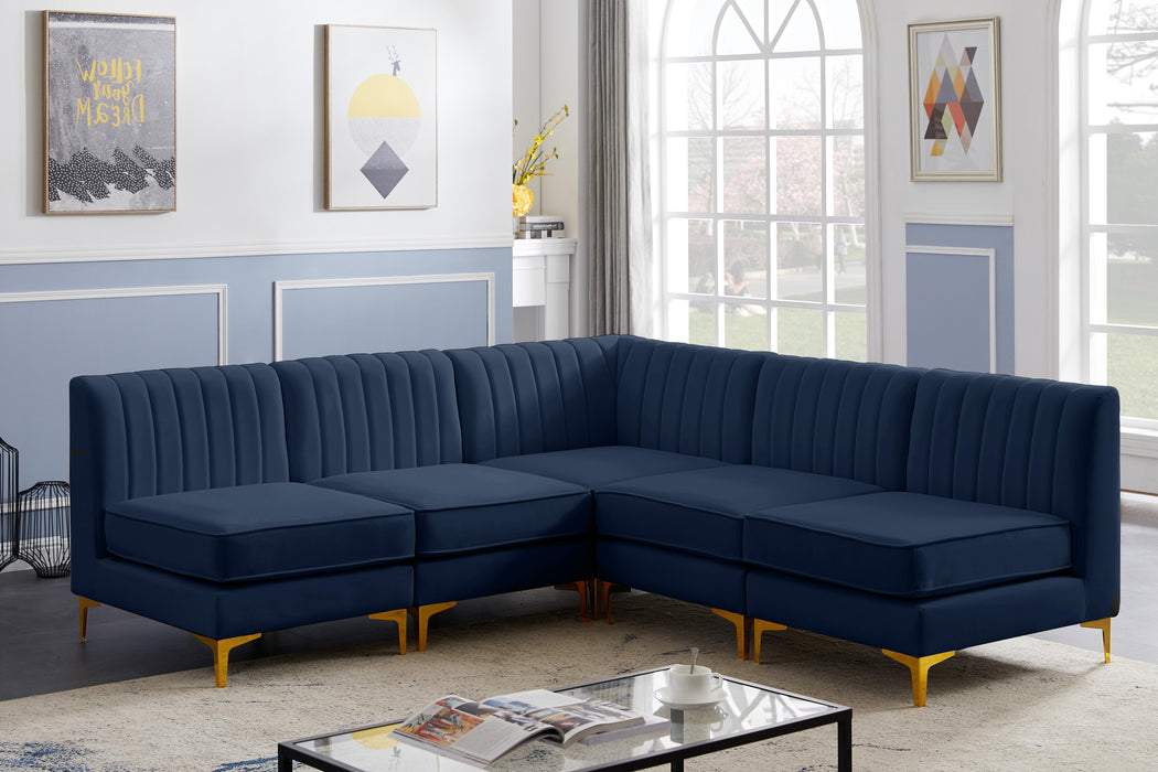 Alina Navy Velvet Modular Sectional