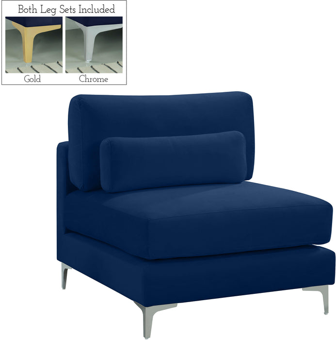 Julia Navy Velvet Modular Armless Chair