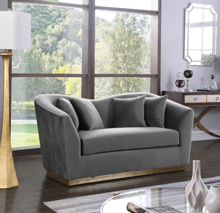 Arabella Grey Velvet Loveseat