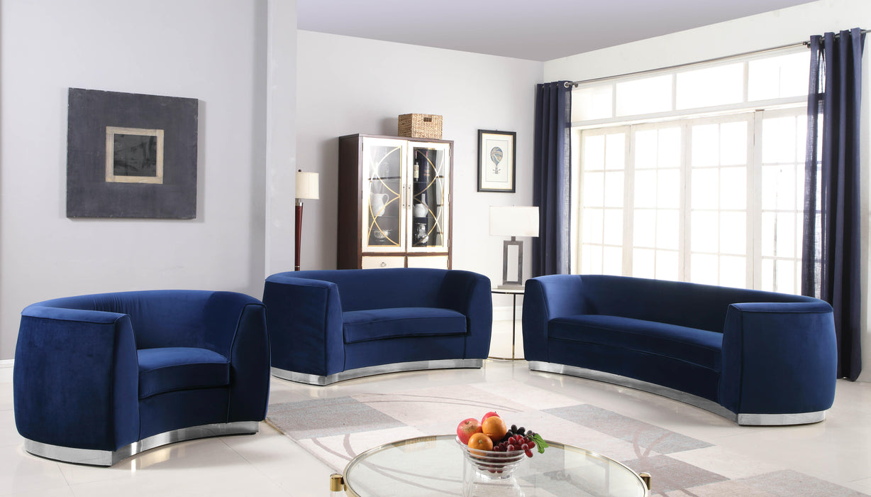 Julian Navy Velvet Loveseat