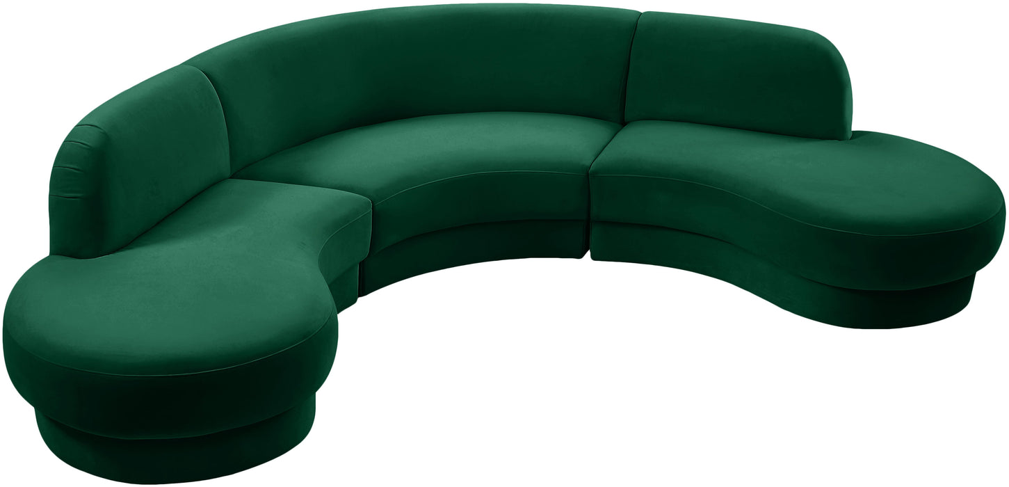 Rosa Green Velvet 3pc. Sectional (3 Boxes)