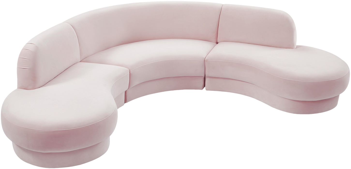 Rosa Pink Velvet 3pc. Sectional (3 Boxes)