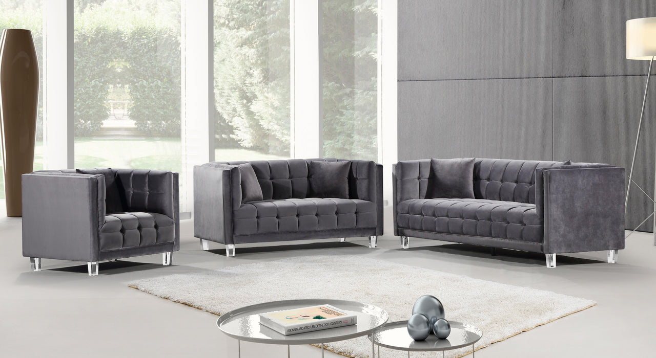 Mariel Grey Velvet Loveseat