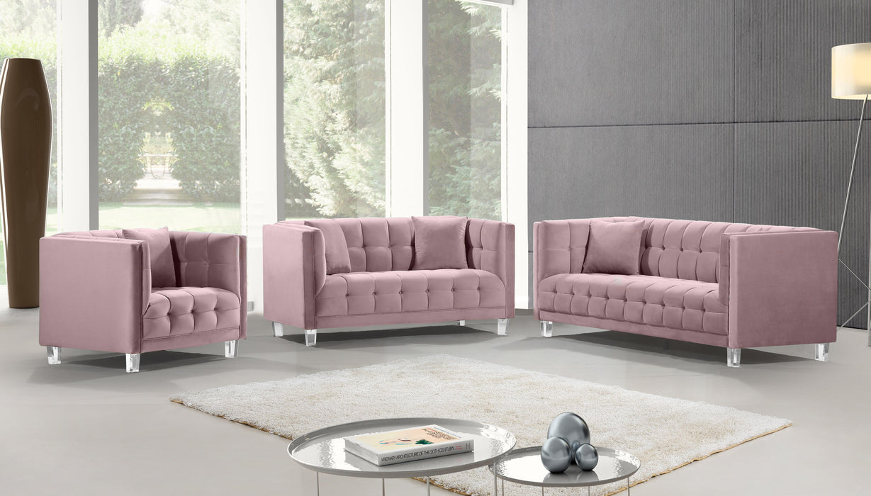 Mariel Pink Velvet Loveseat