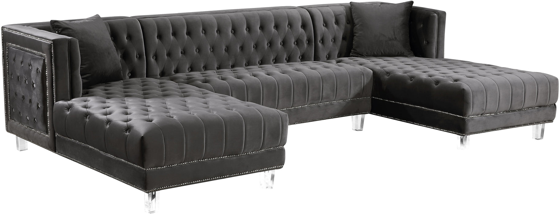 Moda Grey Velvet 3pc. Sectional image