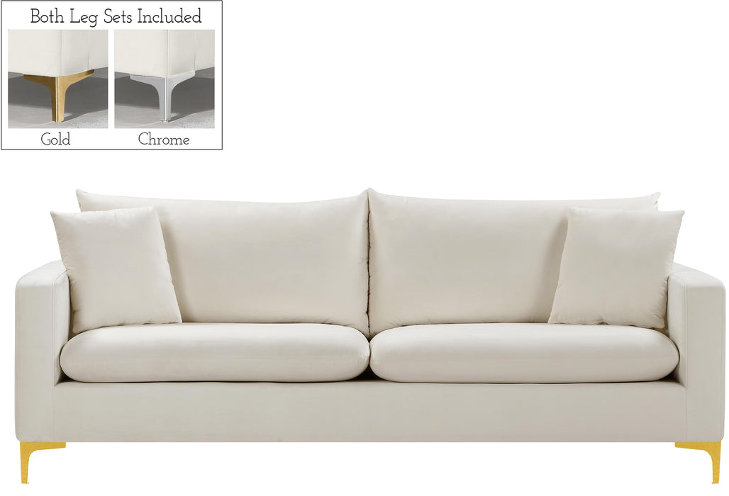 Naomi Cream Velvet Sofa