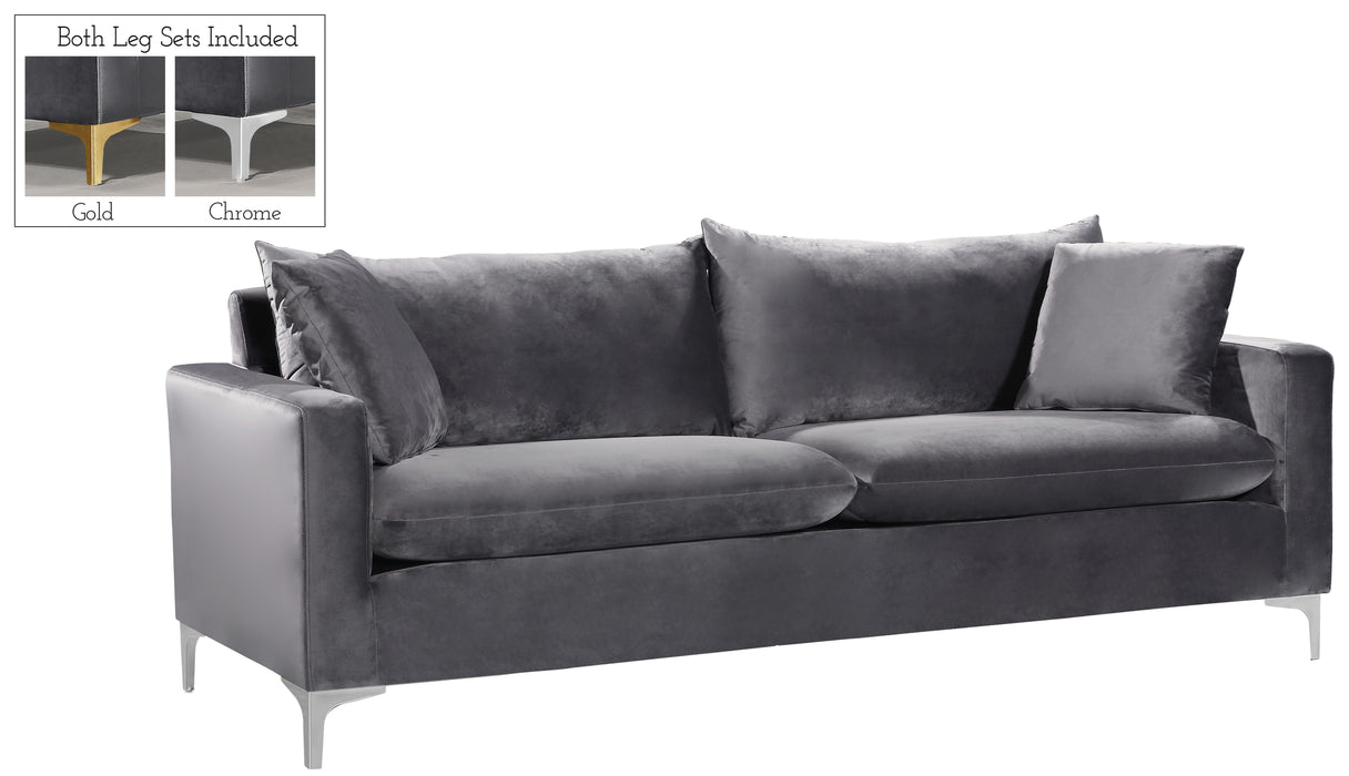 Naomi Grey Velvet Sofa