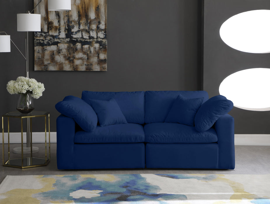 Cozy Navy Velvet Cloud Modular Sofa