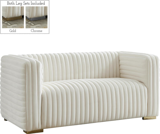 Ravish Cream Velvet Loveseat image