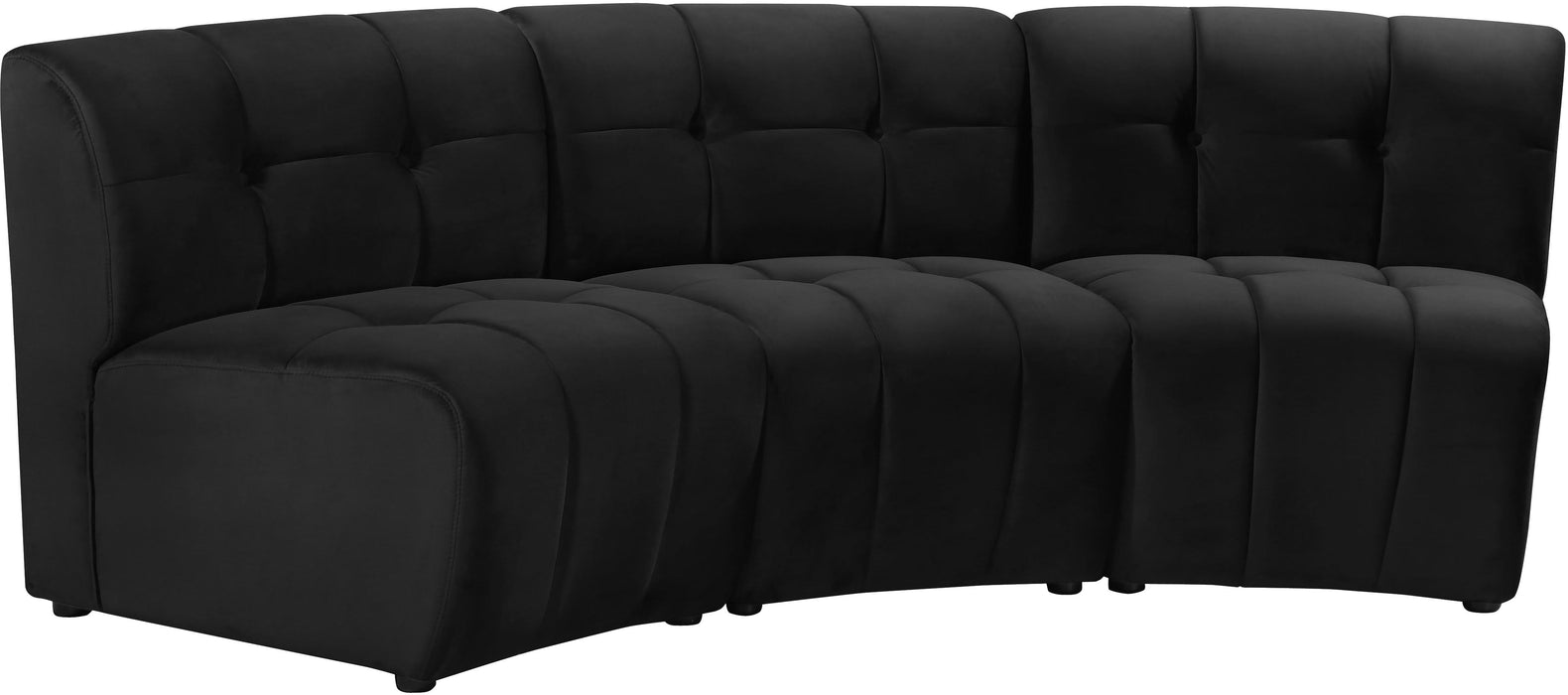 Limitless Black Velvet 3pc. Modular Sectional