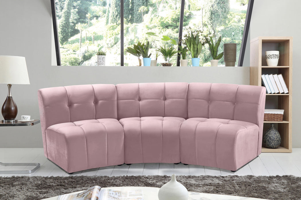 Limitless Pink Velvet 3pc. Modular Sectional