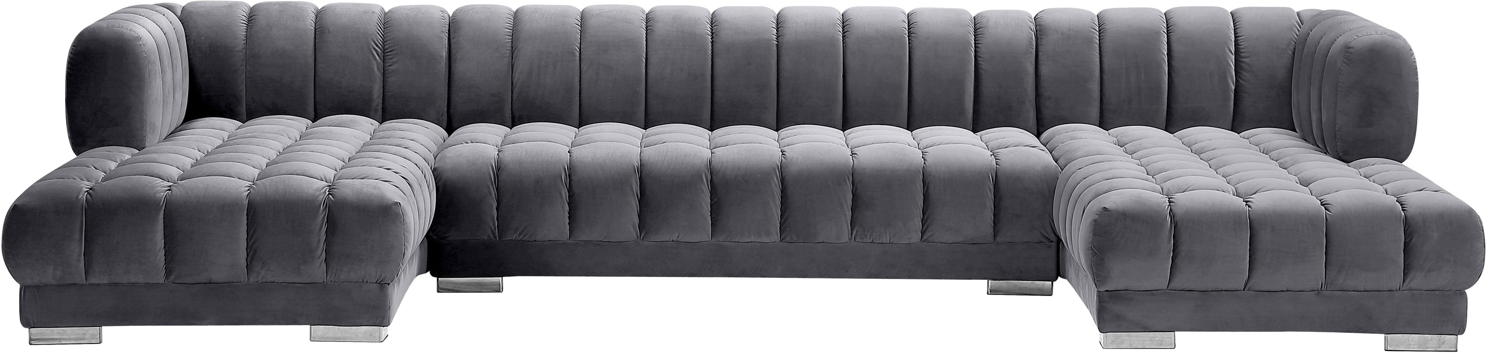 Gwen Grey Velvet 3pc. Sectional (3 Boxes)