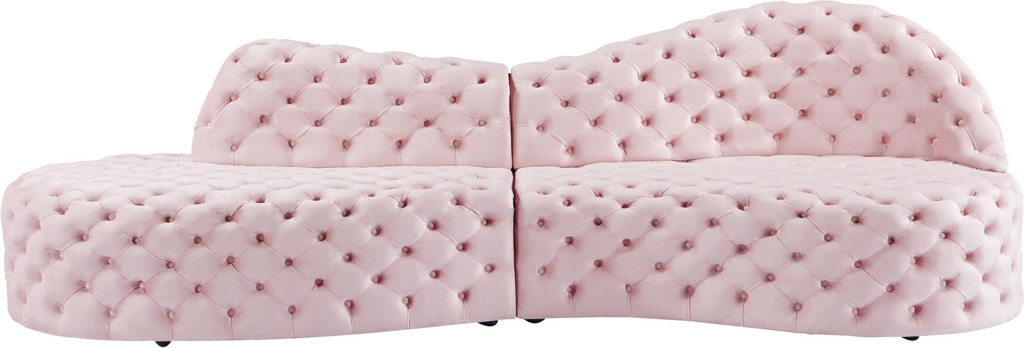 Royal Pink Velvet 2pc. Sectional