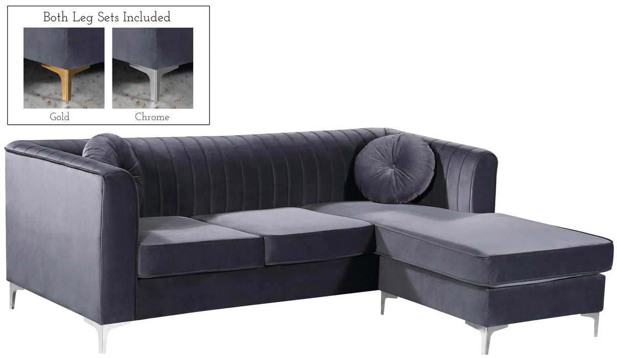 Eliana Grey Velvet 2pc. Reversible Sectional