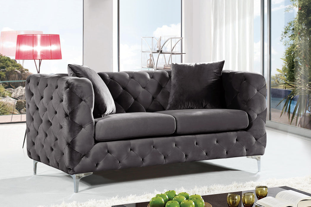 Scarlett Grey Velvet Loveseat