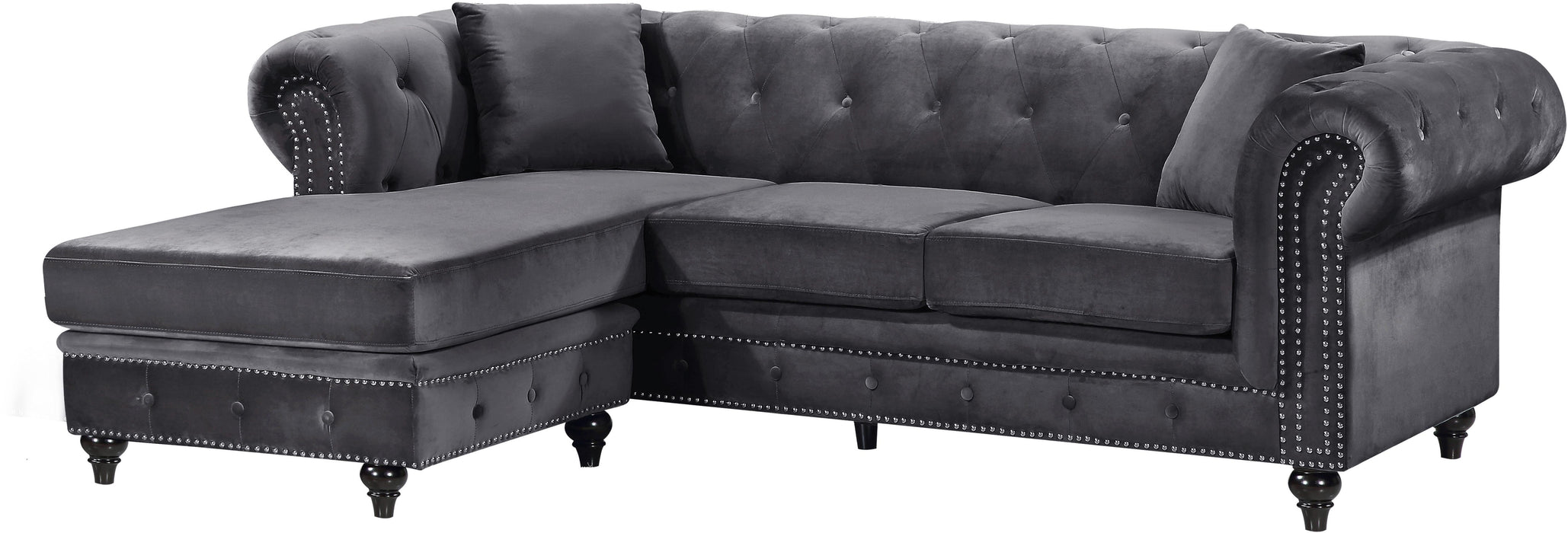 Sabrina Grey Velvet 2pc. Reversible Sectional