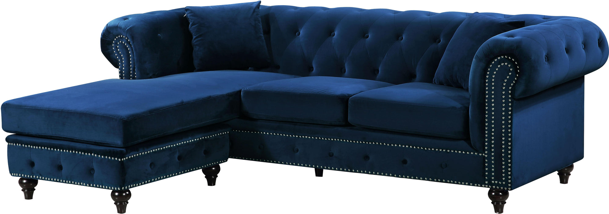 Sabrina Navy Velvet 2pc. Reversible Sectional