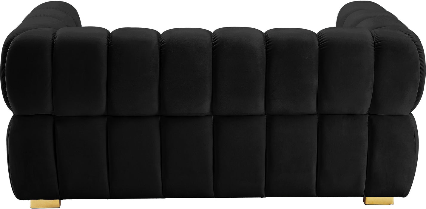 Gwen Black Velvet Loveseat