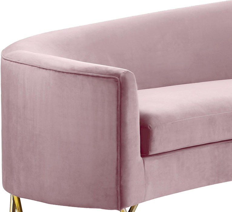 Serpentine Pink Velvet 3pc. Sectional