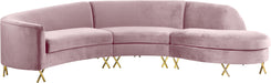 Serpentine Pink Velvet 3pc. Sectional image