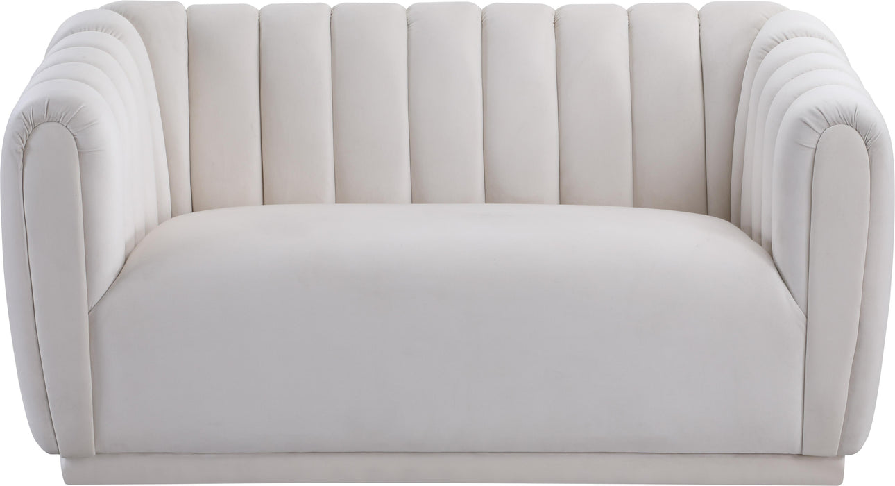 Dixie Cream Velvet Loveseat